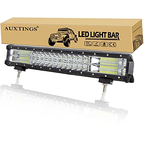 AUXTINGS 46 cm 252W tripla fila 7D LED luce di lavoro bar spot flood Combo Beam DC 12V-24V 6000K Offroad veicoli 4 x 4 Atvs Utvs