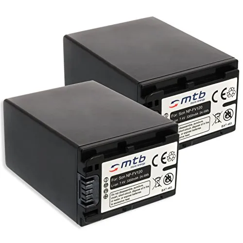 2x Batteria NP-FV120 (3300mAh) – sostituisce NP-FV100A – per Sony DEV-30, 50V. / HDR-CX740, CX900./ PJ410 PJ620. / FDR-AX33. - v. lista! [Li-Ion - 7.2V - con Infochip]