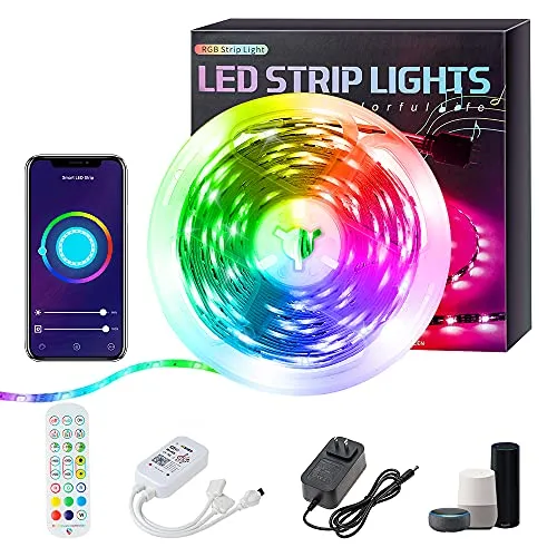 Plartree Striscia LED 5M Wifi, Impermeabile Strisce LED RGB Colorati Dimmerabile con Controller Bluetooth Musica Sincronizza la Adatto, Compatibile con Alexa Echo e Google per Decorazione, Festa, Bar