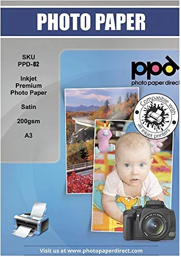 PPD Inkjet A3 50 Fogli 200g Carta Fotografica Professionale Satinata Perlata Per Stampanti Ad Inchiostro - PPD-82-50