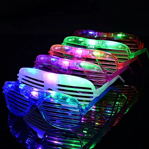 Ainiv LED Occhiali, 6 Paia Festa Occhiali Luminosi Glasses da Persiane, Neon Rave Occhiali El Wire LED Lampeggianti Occhiali da Sole Illuminano Costumi DJ per feste, anni '80, EDM, Halloween