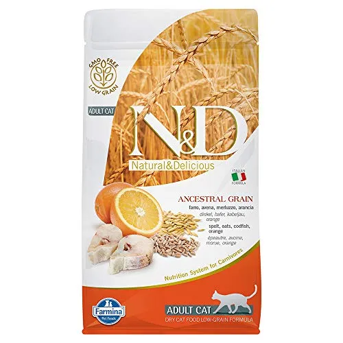 N&D LOW GRAIN N& d low grain con merluzzo e arancia secco gatto kg. 1,5