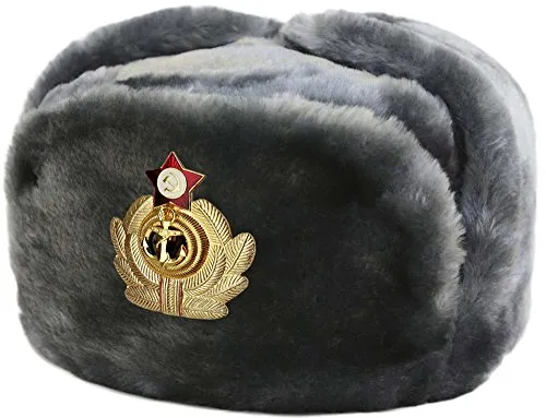 RUSSIAN STORE Colbacco Grigio Maculato in Pelliccia in Dotazione alla Marina Russa Originale Soviet Ushanka. Taglie Varie – Idea Regalo.Taglia XL (EU)