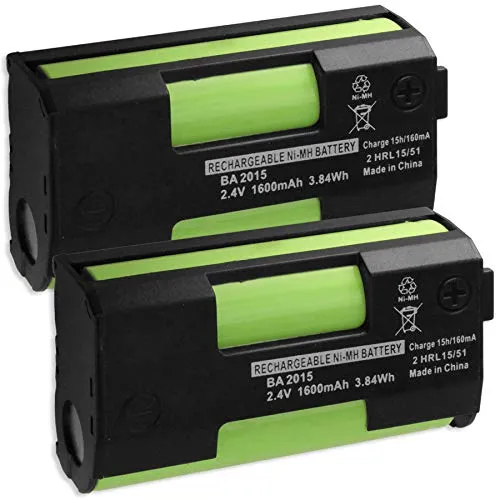 2x Batteria compatibile con Sennheiser BA2015 per Mikroport System 2015, SK2015, EK2015 - Evolution Wireless G2, G3,G4 Serie - Tourguide SK2020-D [Ni-MH - 1600 mAh - 2.4V]