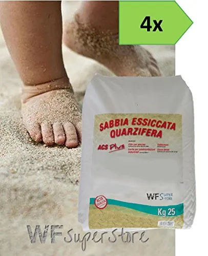 WUEFFE Sabbia Gioco Bimbi certificata A.C.S. - 4 Sacchi da kg. 25 - sabbiera Bambini