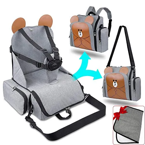 Alzasedia Bambini da Viaggio 4in1, Borsa Passeggino Termica Con Fasciatoio Materassino Portatile Neonati – Zaino Mamma Multifunzione, Seggiolone Pappa Portatile, Tessuto Eco-Oxford Waterproof®