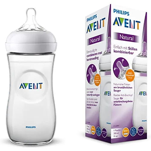 Philips Avent Biberon Natural anti-colica, 330ml, Trasparente, SCF036/17