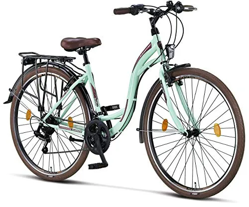 Licorne Bicicletta olandese Stella Bike, city bike da 24,26 e 28 pollici, adatta sia a uomini che a donne, con cambio a 21 marce, Donna, menta, 28