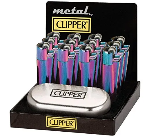 Genuine Rainbow metal Metallic Clipper accendino con custodia cromata, Rainbow