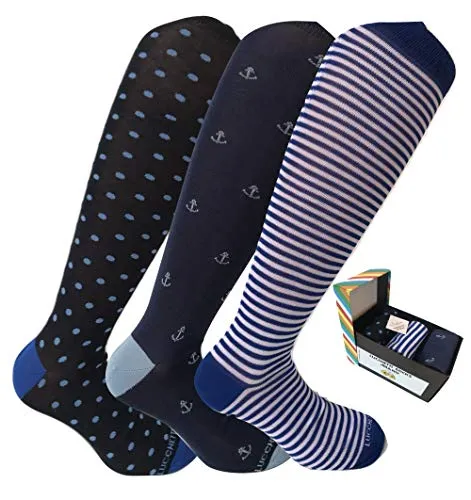 Lucchetti Socks Milano confezione con 3 paia calze fashion colorate di tendenza uomo estive leggere lunghe Taglia Unica (Set Marinaio)