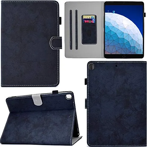 DodoBuy Wallet Custodia per iPad Mini1/2/3/4/5, Stile Jeans Smart Cover in Pelle PU Cuoio Copertura Case Borsa Portafoglio Supporto Slot per Schede Chiusura Magnetica - Blu Scuro