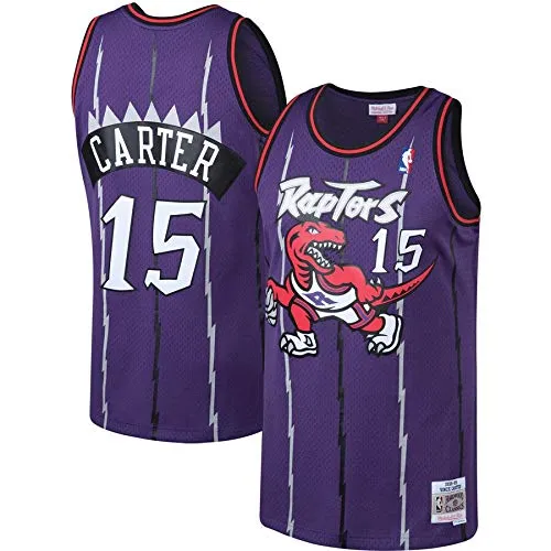 canottejerseyNBA Vince Carter - Toronto Raptors #15, Basket Jersey Maglia Canotta, Swingman Ricamata, Abbigliamento Sportivo (M, Viola Retro)