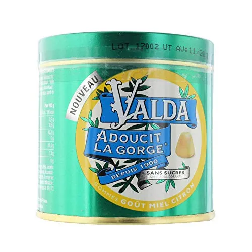 VALDA Gommes goût Menthe Eucalyptus Sans sucre (160 g)