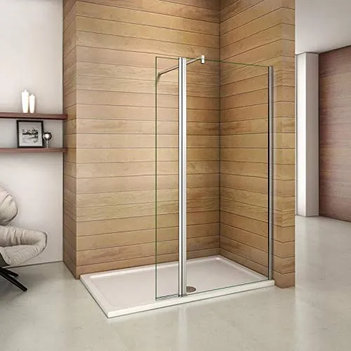 Aica parete per doccia walk-in 90cm munita di paretina mobile 30cm e barra stabilizzatrice tagliabile 90cm