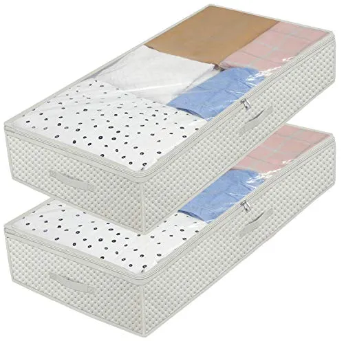 homyfort Set di 2 Pieghevole organizzatore Armadio, scatole Armadio in Tessuto, Contenitore per armadi, Sacchetto di Vestiti per la memorizzazione di Piumini Coperte 100 x 50 x 18 cm, Crema, X3MR100L