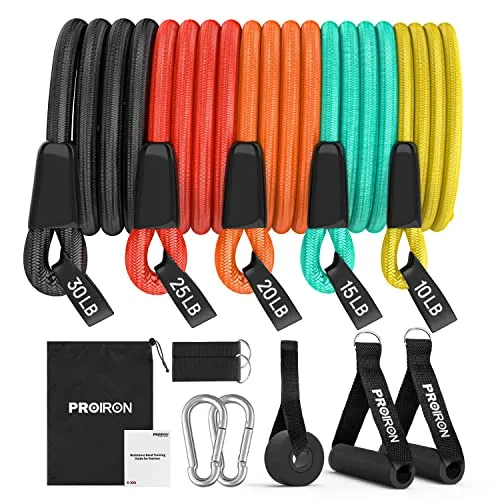 PROIRON Elastici Fitness Antirottura, Elastico Palestra 11 in 1 per Allenamento di forza,Yoga, Pilates, Set Elastici Fitness per Uomo Donna