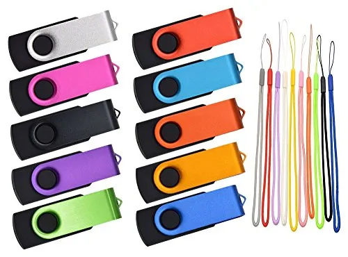 Chaivetta USB 4GB 10 Pezzi Pendrives - Kepmem Originale Pollice Pennetta USB 2.0 Colorato Memoria Stick 4 GB Metallo Girevole Chiave USB Portatile Elegante Penna USB Economica Regalo con Foto o Musica