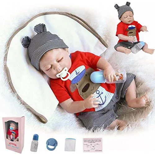 ZIYIUI Bambole Reborn 20 Pollici 50 Centimetri Realistico con Tutto Il Corpo in Silicone Bambole Reborn Occhi Chiusi Maschio Regalo di Natale del Neonato