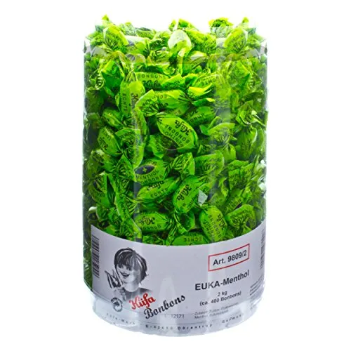 Küfa Euka Bonbon Mentolo Eucalipto, Caramelle per la Tosse, Confetti, Vegano, Verde, 2 KG