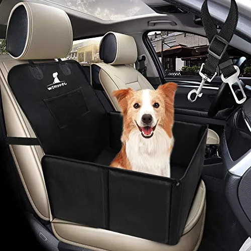 Wimypet Seggiolino Auto per Cani con Cintura di Sicurezza, Impermeabile Seggiolino Auto Cane con Lati Robusti di Piccola Media Taglia, Trasportino Cane Auto Facile da Installare