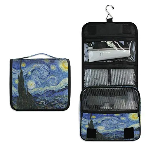 Funnyy Van Gogh - Borsa da viaggio con immagine stellata, da appendere a forma di notte stellata, borsa da viaggio per cosmetici, accessori per il trucco, borsa da doccia impermeabile, idea regalo