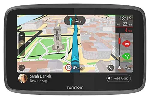 TomTom GO 6200 Sistema di Navigatione, Display da 6", Aggiornamento Notifiche via Wi-Fi, Smartphone, Vivavoce, Scheda SIM Integrata, Supporto Magnetico Attivo, Nero [Versione EU]