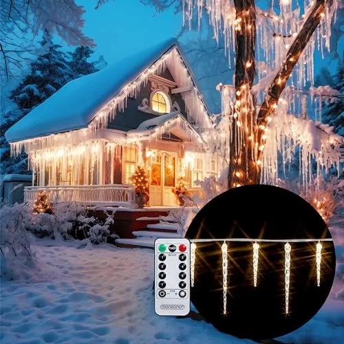 Monzana Cascata Luminosa Ghiaccioli a LED di Natale 40 Lampade 8 Modalità Telecomando Timer IP44