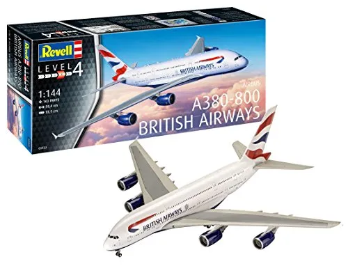 Revell-A380-800 British Airways Kit Aeromodello, Colore Bianco, RV03922