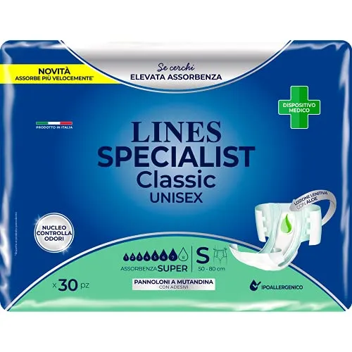 Lines Specialist Classic Super taglia Piccola Pannoloni a Mutandina (120 pezzi)