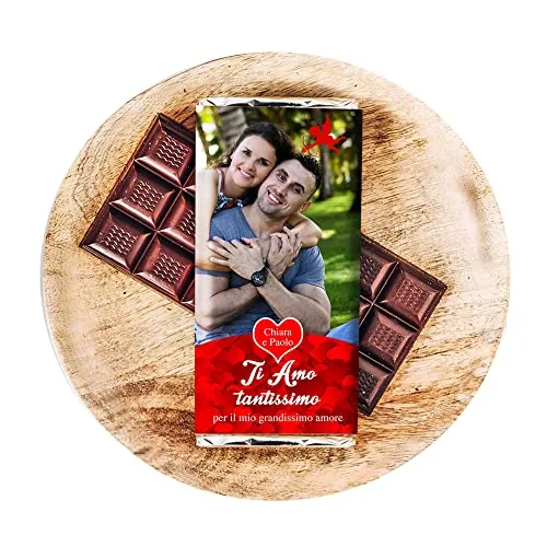 Tavoletta di Cioccolata Personalizzata con foto Idea Regalo amore love cuore festa degli innamorati lui lei didanzati moglie marito anniversario compleanno natale occasioni speciali 2