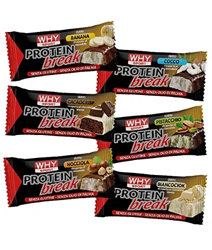 [SPEDIZIONE EXPRESS FREE] 7x WHY SPORT PROTEIN BREAK 30g (GUSTO CACAO CRISP RICOP. BIANCO) deliziose barrettine spezzafame, con meno di 140kcal! + OMAGGIO 3x BOLERO STICK PASSIONFRUIT - NT INTEGRATORI