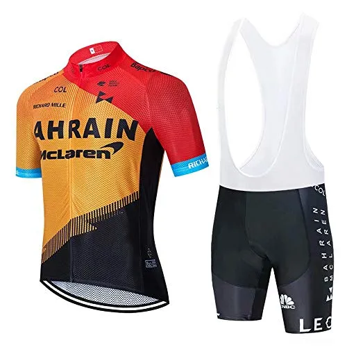 CQXMM Abbigliamento Ciclismo da Uomo,Maglia Manica Corta+Pantaloncini,Cuscino Gel 3D,Ciclismo Moda Set Completo,Ciclismo Ciclismo Jerseys per Uomo,Ad Asciugatura Rapida Traspirante