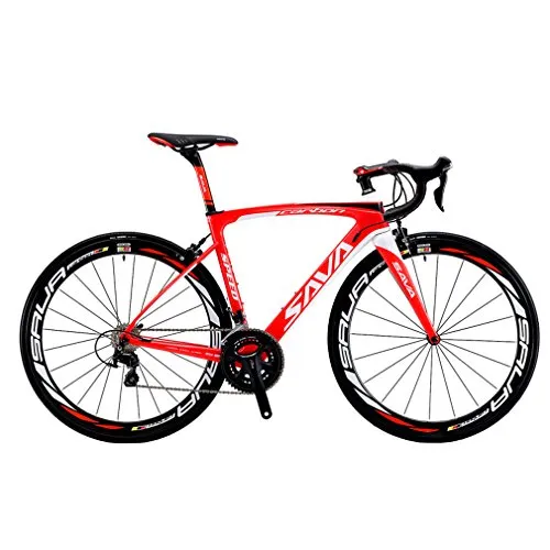 SAVADECK Herd 6.0 700C Bici da Strada T800 Fibra di Carbonio con 22 velocità Shimano 105 R7000 Continental Ultra Sport II 25C Pneumatico e Fizik Sella Leggera 18.3 lbs (48cm, Rosso Bianca)