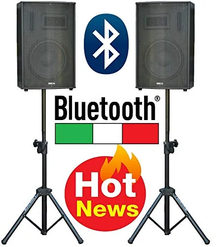 CASSE AMPLIFICATE ATTIVE 900W 10" BLUETOOTH + 2 STATIVI TREPPIEDI