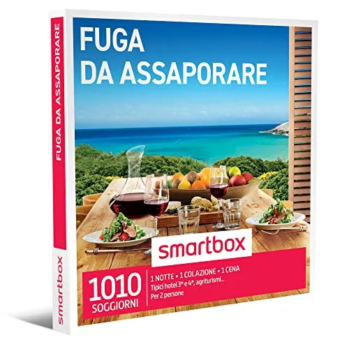 smartbox - Cofanetto Regalo Fuga da assaporare - Idea Regalo per la Coppia - Una Notte con Colazione e Cena per 2 Persone