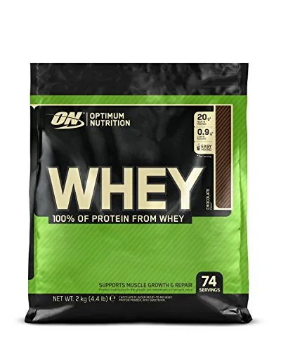 Optimum Nutrition Whey, Shake di Proteine in Polvere a Basso Contenuto di Zuccheri con Aminoacidi per la Crescita Muscolare, Cioccolato, 2 kg, 74 Porzioni