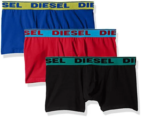 Boxer Costume Da Uomo Di Diesel 3-pack Contrasto Cintura, Nero/rosso/blu Piccolo