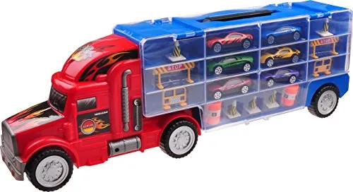 Bisarca Autotreno Rimorchio Trasportatore Auto per Bambini e Bambine TG664 – Giocattolo Autotreno con 12 Macchine e Molti Accessori Creato da ThinkGizmos (Marchio protetto)