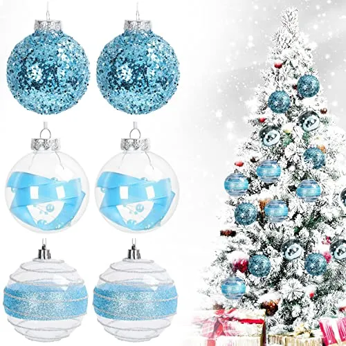 Belle Vous Set da 6 Palline di Natale Blu - Palline di Natale Plastica da 7,8 cm - Decorazioni Albero di Natale Blu per Addobbi Natalizi Interni/Esterni - Palline di Natale Blu