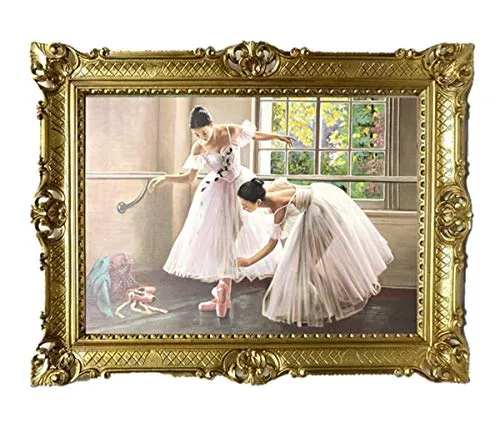 Lnxp Foto 90 x 70 cm Ballerina Ballett Tanzer Quadro Quadro Quadro con cornice barocco rajco Stampa artistica Dipinto Retro Repro Antico per Cafe Bar Home Ufficio pratica