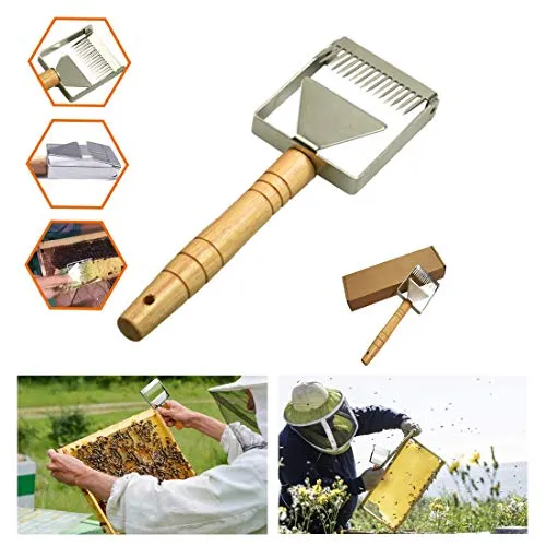 LIBRNTY 9Pz/Set Attrezzo per l'Apicoltura,Bee Hive Smoker,Pennello d'Api,Tappatura Grattatore,Grip Telaio,Arnia Strumento,Acciaio Inossidabile,Strumento per Apicoltori (attraversare)