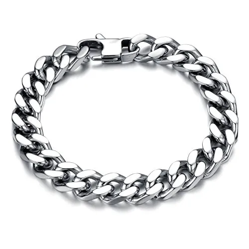 Jaetech House Bracciali Uomo Acciaio Inox Braccialetto Collegamento Polso Argento Braccialetto Catena Hip Hop Bycicle Bracciale Gioielli Uomo per San Valentino e Compleanno (14mm)