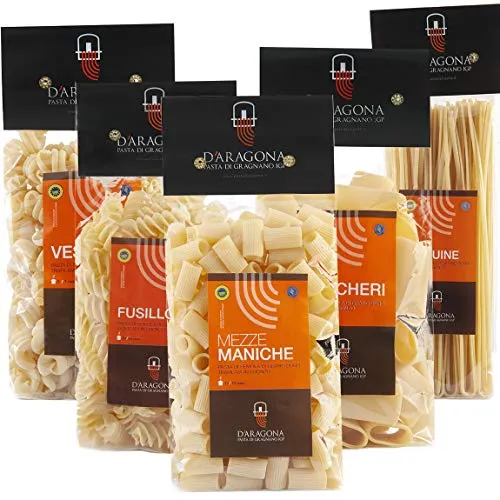 PASTA D'ARAGONA - PASTA DI GRAGNANO IGP - PACCO CILENTO Formati misti 5 x500 gr Pasta di Semola di Grano Duro Trafilata al Bronzo