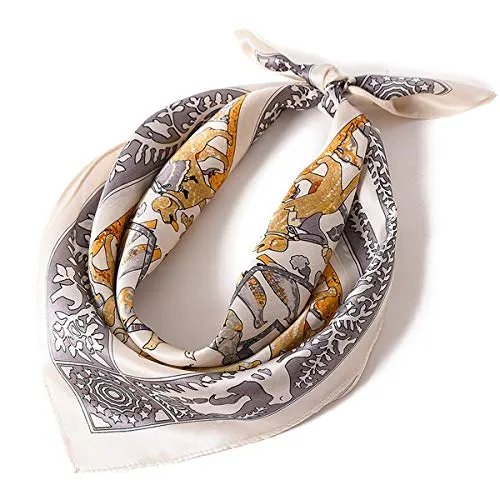 LumiSyne Sciarpe Di Seta Da Donna Serie Stampate Artistiche Foulard Quadrato -Motivo Di Cavallo- Seta Di Raso Di Alta Qualità Fazzoletto Fascia Per Capelli Wristband Regali Accessori Senior