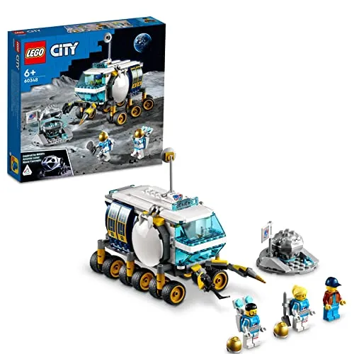 LEGO 60348 City Rover Lunare, Modello di Veicolo Spaziale Giocattolo Ispirato alla Base della NASA con 3 Minifigure di Astronauti, Giochi per Bambini e Bambine da 6 Anni, Idea Regalo