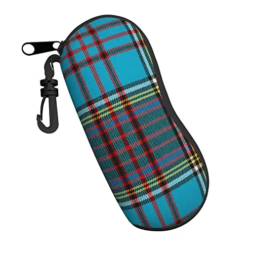 Custodia per occhiali Anderson Modern Tartan Occhiali Da Sole Casi Con Clip Da Cintura Zip Ultra Leggero Occhiali Pouch, Nero , Taglia unica