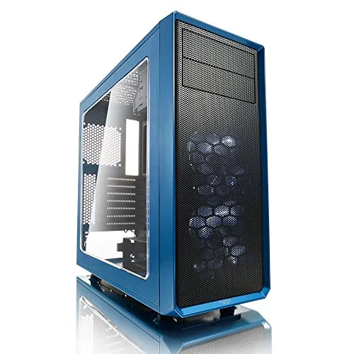 Fractal Design Focus G - Mid Tower Custodia computer - ATX - Ottimizzato per flusso d'aria elevato e elaborazione silenziosa - 2x ventola inclusa - USB 3.0 - pannello laterale a finestra - Blu