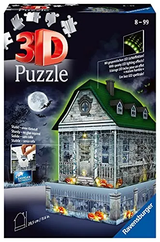 Ravensburger - 3D Puzzle Casa degli Spiriti Night Edition con Luce, 216 Pezzi, 6+ Anni