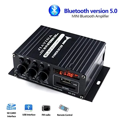 Amplificatore Bluetooth, Mini Amplificatore di Potenza Audio Hi-fi Bluetooth amplificatore per Cuffie, Stereo Hi-Fi Digital Amp 2.0 Channel 20W×2 con ingresso AUX USB, Uscita Altoparlante Auricolare