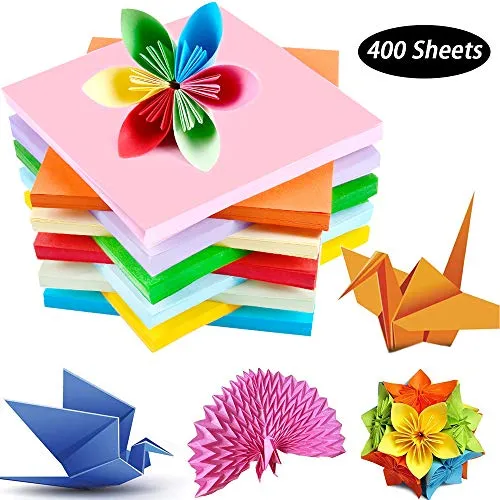 LABOTA Carta per Origami, 400 fogli 15 x 15 cm Doppia Faccia Colorata Origami Per Bambini Progetti Artistici e DIY Origami Creativi